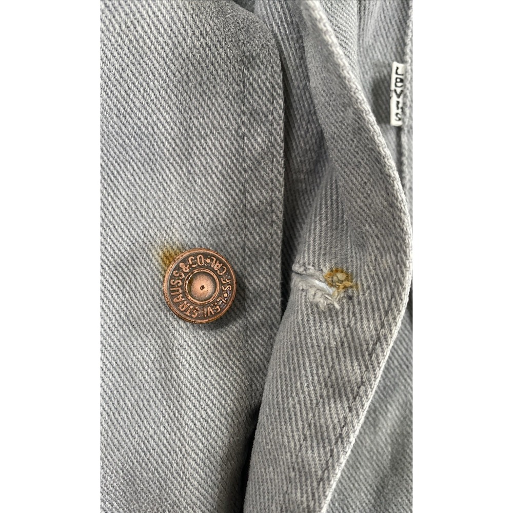 Vintage Levi's Denim Jacket Women's Medium Gray Distressed White Tab - Picture 7 of 12